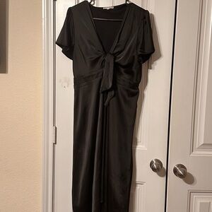 Elegant Black Tie-Front Dress